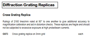 TAAB Cross grating replica on 3mm grid